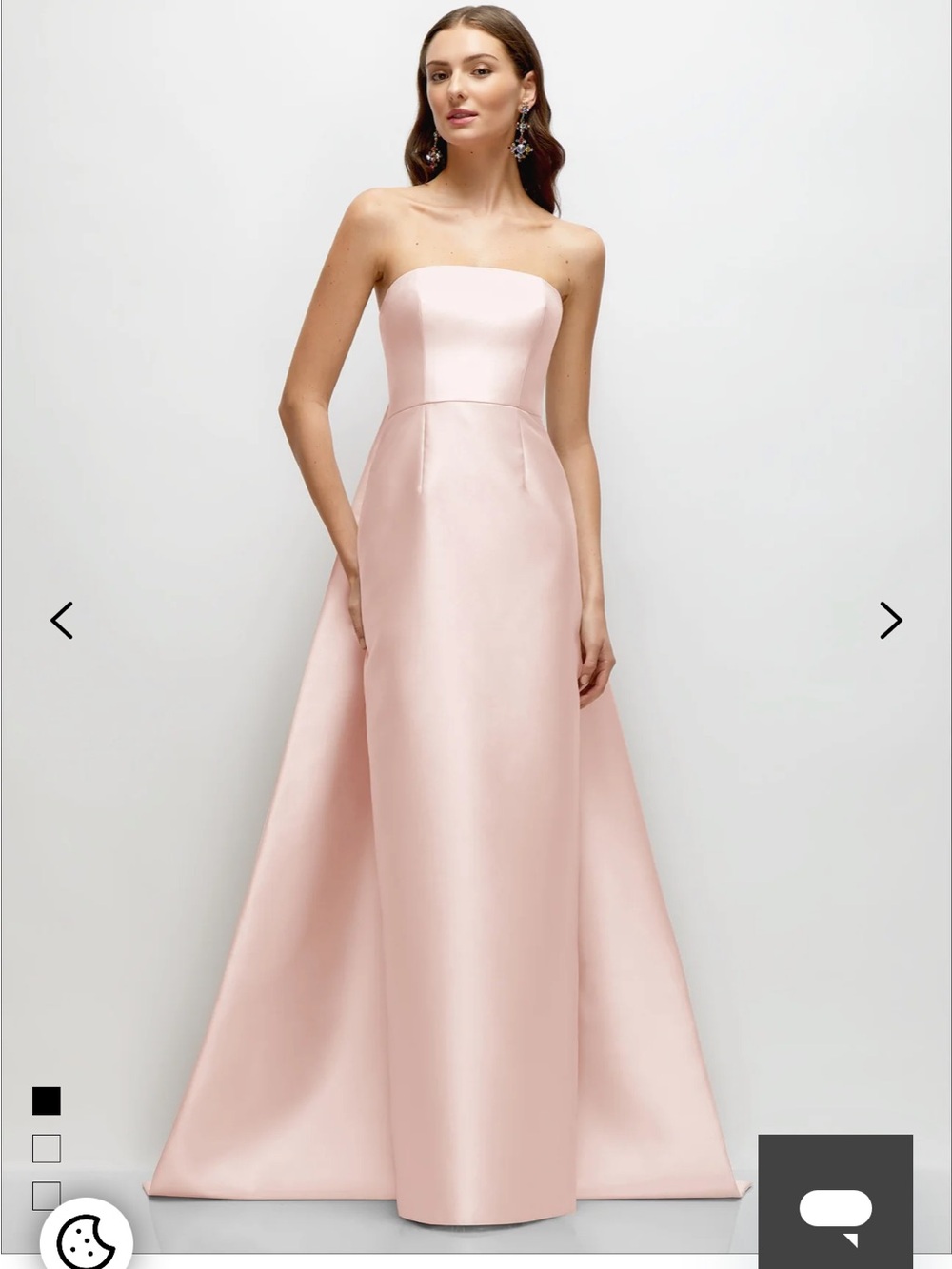 ALFRED SUNG Strapless Satin A-Line Gown in Blush Pink